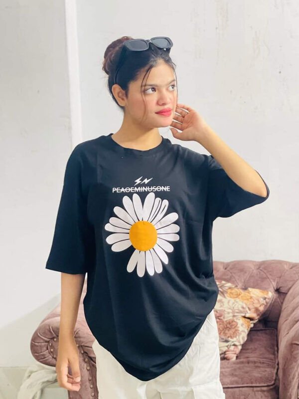 Drop Shoulder Printed Ladies T-shirt