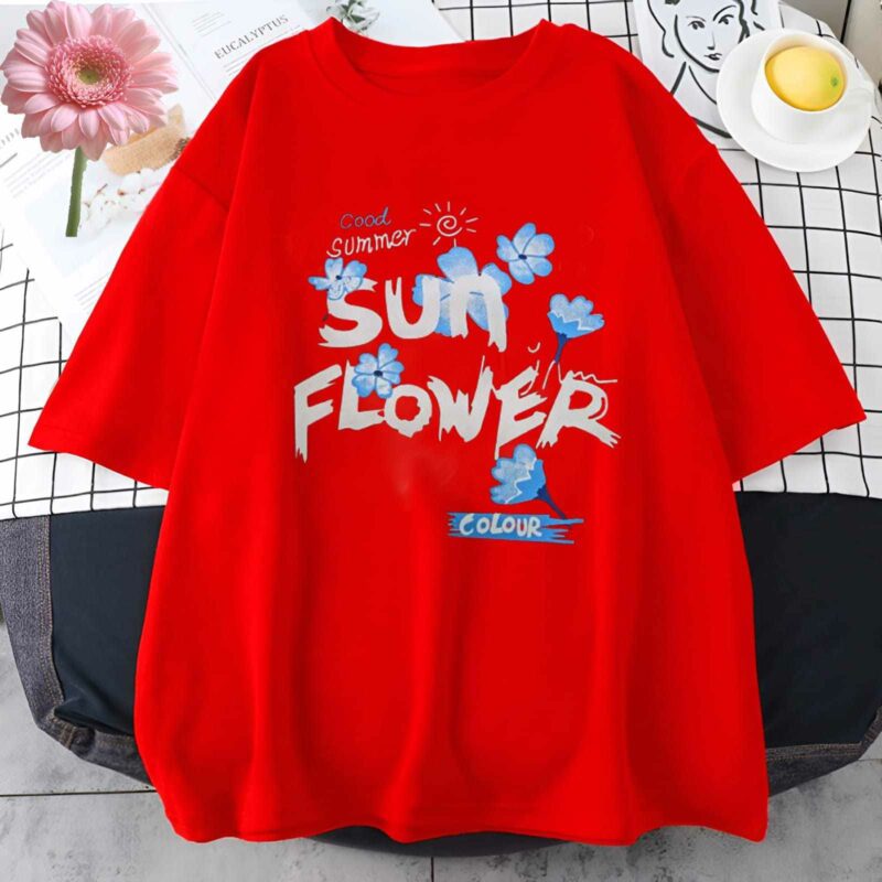 Drop Shoulder Printed Ladies T-shirt
