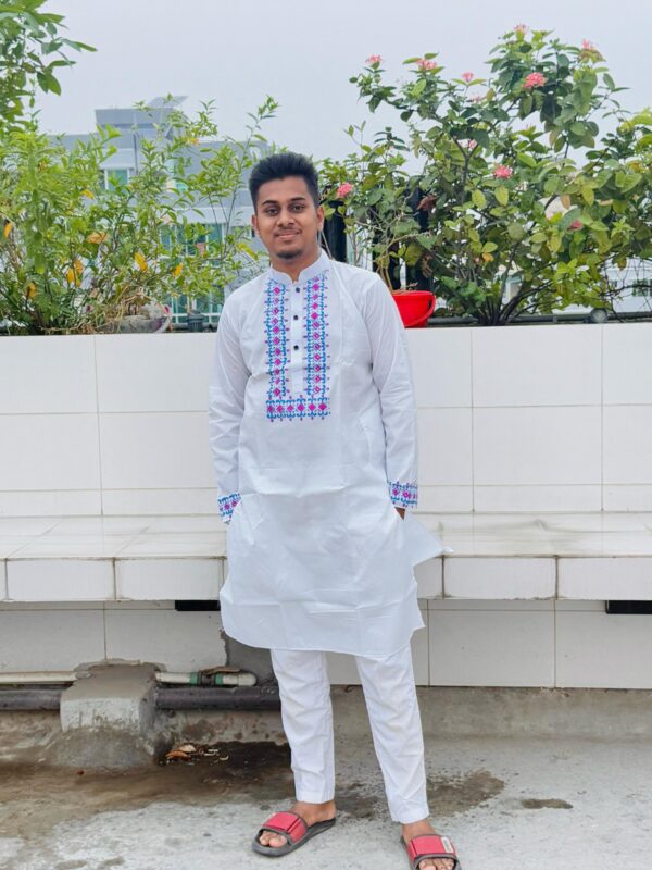 Cotton Dhupian Punjabi With Block Print At Placket/Cuff