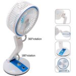 USB Rechargeable Folding LR Fan with LED Light 17 Inch